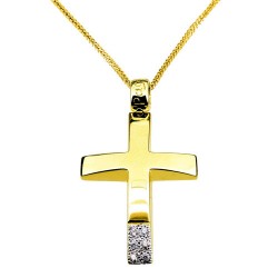 Χρυσός σταυρός Κ14 με αλυσίδα